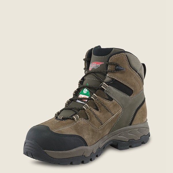 Red Wing Hiking Boots Mens Grey Brown - Truhiker - 6-inch Waterproof Csa Safety Toe - 0872965-AD